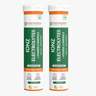Pure Nutrition Ionz Electrolytes Zero Sugar Added | 40 Effervescent Tablets (20X2) Moroccan Orange Flavour | For Instant Hydration, Energy, Performance & Recovery