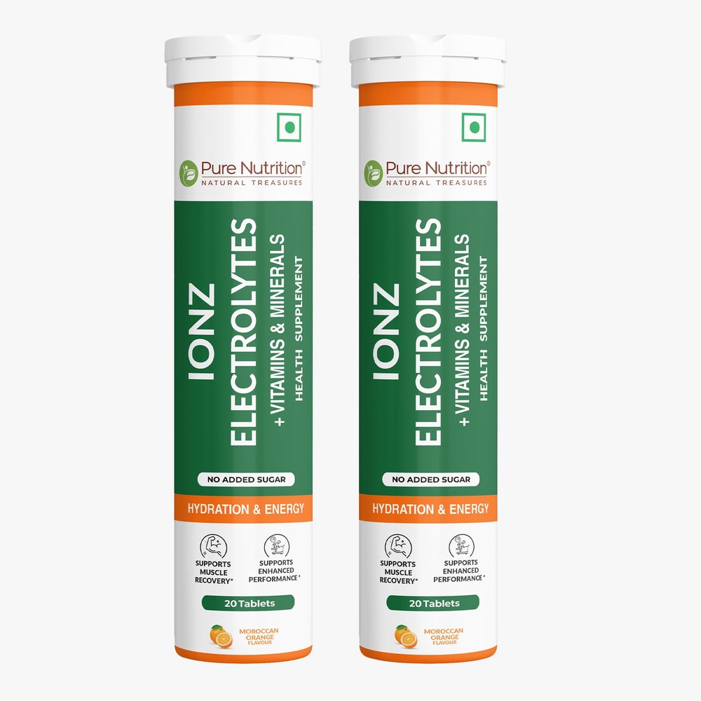 Pure Nutrition Ionz Electrolytes Zero Sugar Added | 40 Effervescent Tablets (20X2) Moroccan Orange Flavour | For Instant Hydration, Energy, Performance & Recovery