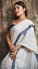PASUM'S Women's Pure Cotton Silk Handloom Saree Handwoven Woven Patterned Design Tassel Pallu Checked Pattern Lime Soft Minimal Detailing Elegant for Daily use (Off White and Grey) view 4