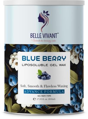 Belle Vivant Blueberry Liposoluble Gel Wax, Advanced Formula for All Skin Types, Soft and Smooth Waxing, 800ml