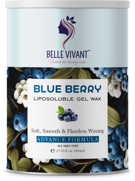 Belle Vivant Blueberry Liposoluble Gel Wax, Advanced Formula for All Skin Types, Soft and Smooth Waxing, 800ml