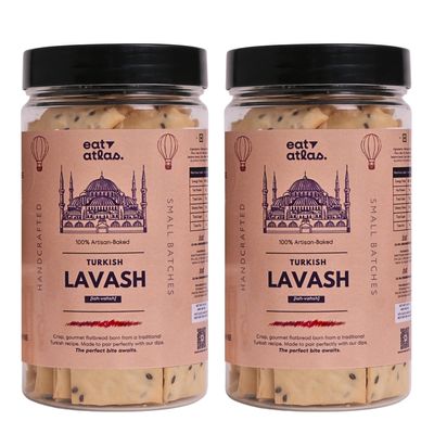 Eat Atlas Healthier Baked Lavash Chips | Turkish Recipe | 80% Less Calories, Baked (Not Fried), Zero Trans Fat, No Palm Oil | Guilt-Free Crackers (85 gms each) (Pack of 2)