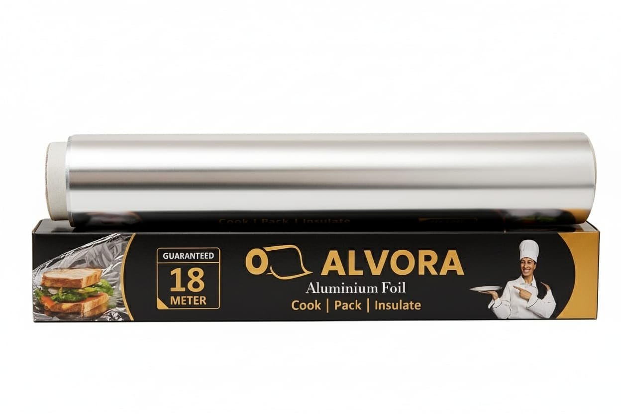 Aluminium Foil Paper 25 Guaranteed Meter Heavy Duty Durable Kitchen Foil Roll for Cooking Baking Grilling Packing and Insulating Food Safe High Quality Food Wrap Use (18 Meter)