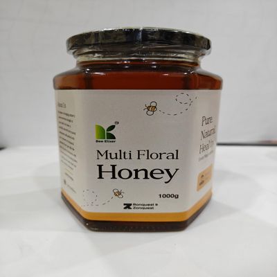 Bee Elixer Multi Floral Honey 1Kg -Raw & Pure Organic Honey from Wild Bees |100% Pure NMR Tested |Forest Honey |No Sugar Adulteration | Glass Jar
