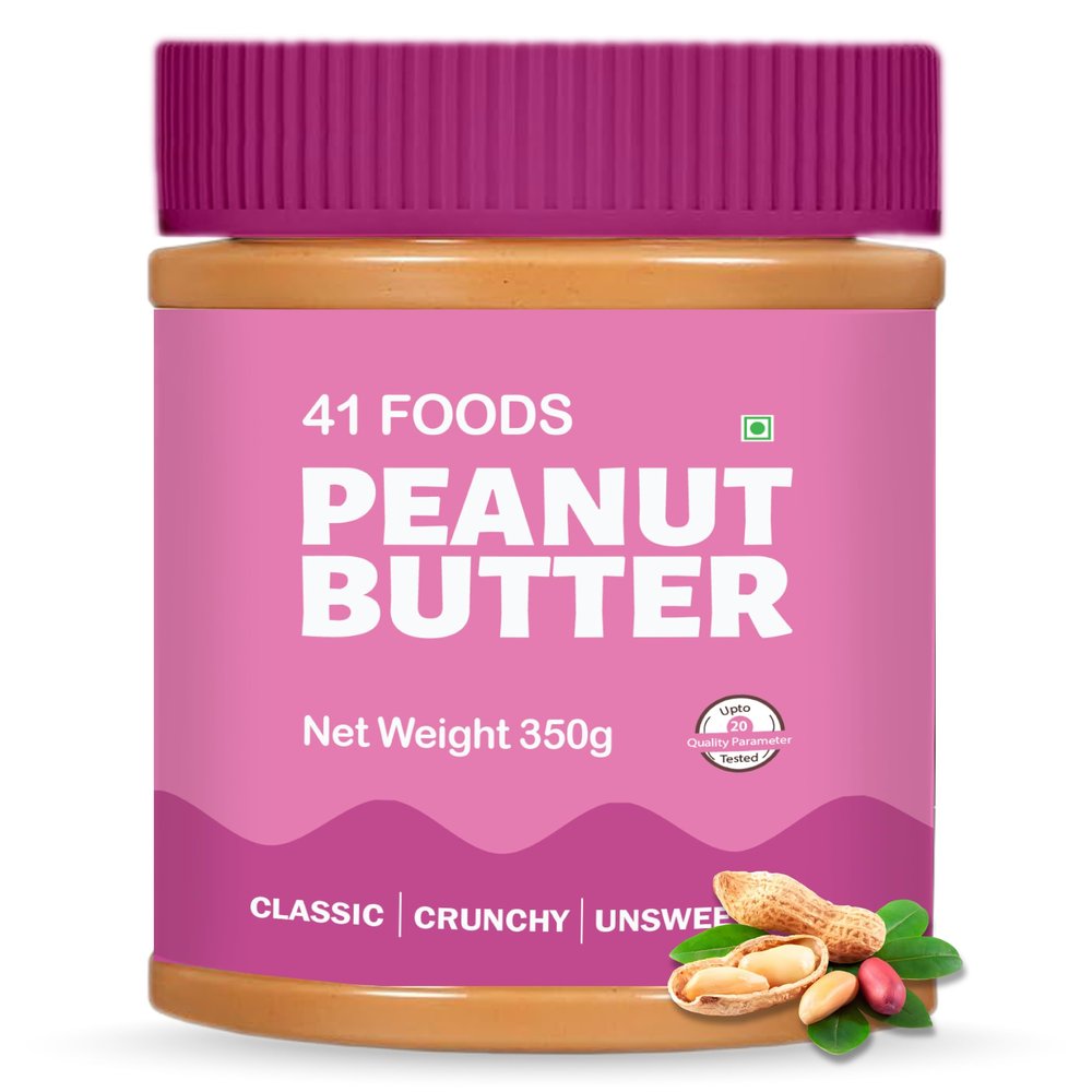 41 Foods Peanut Butter Spread Classic Crunchy 350 g | 19g Protein & 6g Fiber | Tasty & Healthy Peanut Butter Spread for Breakfast & Snacks