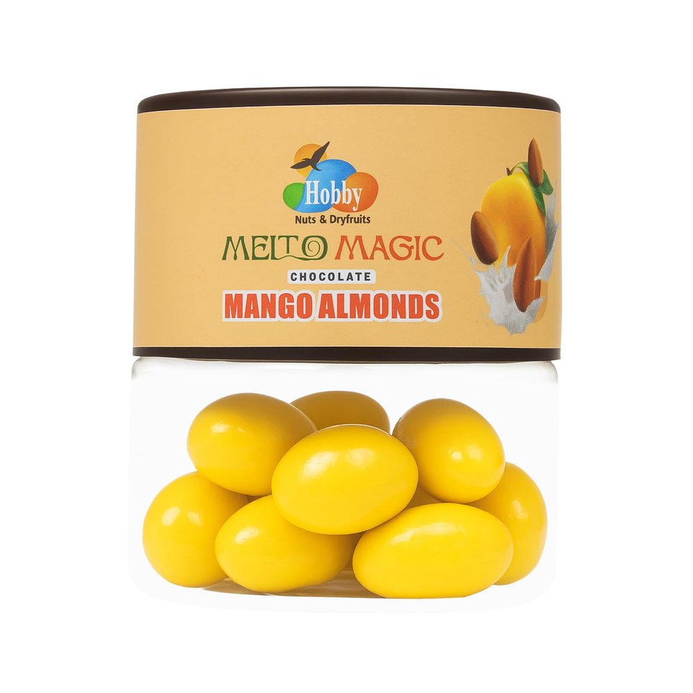 Hobby Mango Almond (100g) | Premium Almonds Coated with Rich Milk Chocolate & Natural Mango Flavour | Crunchy Chocolate Almond Dragees | Tasty & Healthy Snack