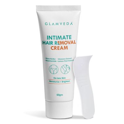 Glamveda Intimate Hair Removal Cream for Men 60g | Pubic Hair Removal | Painless, Faster, Soothing | Brighten, Non Irritating | For Sensitive Body Areas | Body Hair Remover | All Skin Type