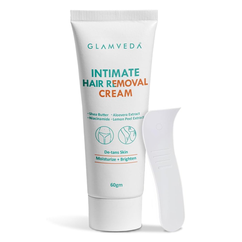 Glamveda Intimate Hair Removal Cream for Men 60g | Pubic Hair Removal | Painless, Faster, Soothing | Brighten, Non Irritating | For Sensitive Body Areas | Body Hair Remover | All Skin Type