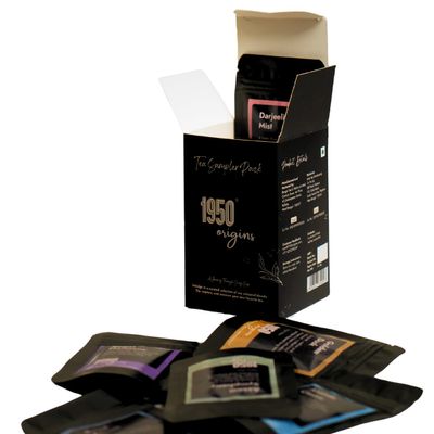 1950 Origins Tea Sampler Pack 6 Flavours x 10 g, 60 Gram Trial Box | Premium Black Tea | Assorted Tea Pack | Pure Assam and Darjeeling Leaves | 100% Natural Loose Leaf | Rich, Flavourful and Fresh