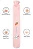 MENOVAS Hot Water Bottle with Soft Cover - Long Hot Water Bag for Period Cramps, Leak-Proof 1L Large Hot Water Bottles with Bag, Natural Rubber + Bed Bottle Fluffy, Gifts for Men Women (Rabbit-Pink) view 3