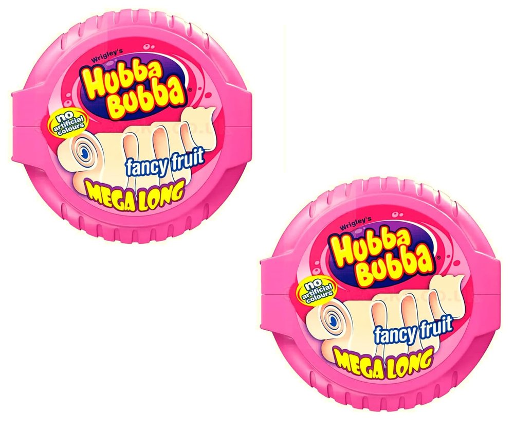 Hubba Bubba Fancy Fruit, Mega Long (Pack Of 2) | Chewing Gum | Hubba Bubba Imported Chewing Gum | 56g each