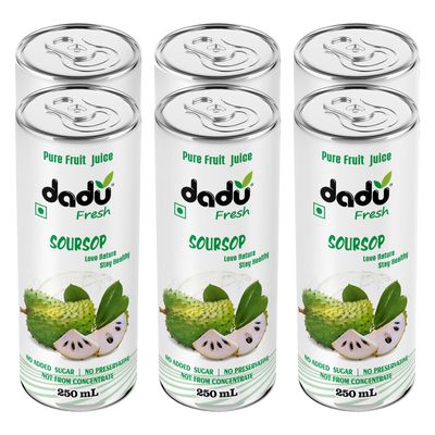 Dadu Fresh Soursop Juice  Pure Fruit Healthy Beverage, No Added Sugar, All-Natural Drink Packed with Antioxidants and Vitamin C  Supports Immunity and Wellness | (Pack of 6, 1500ml)