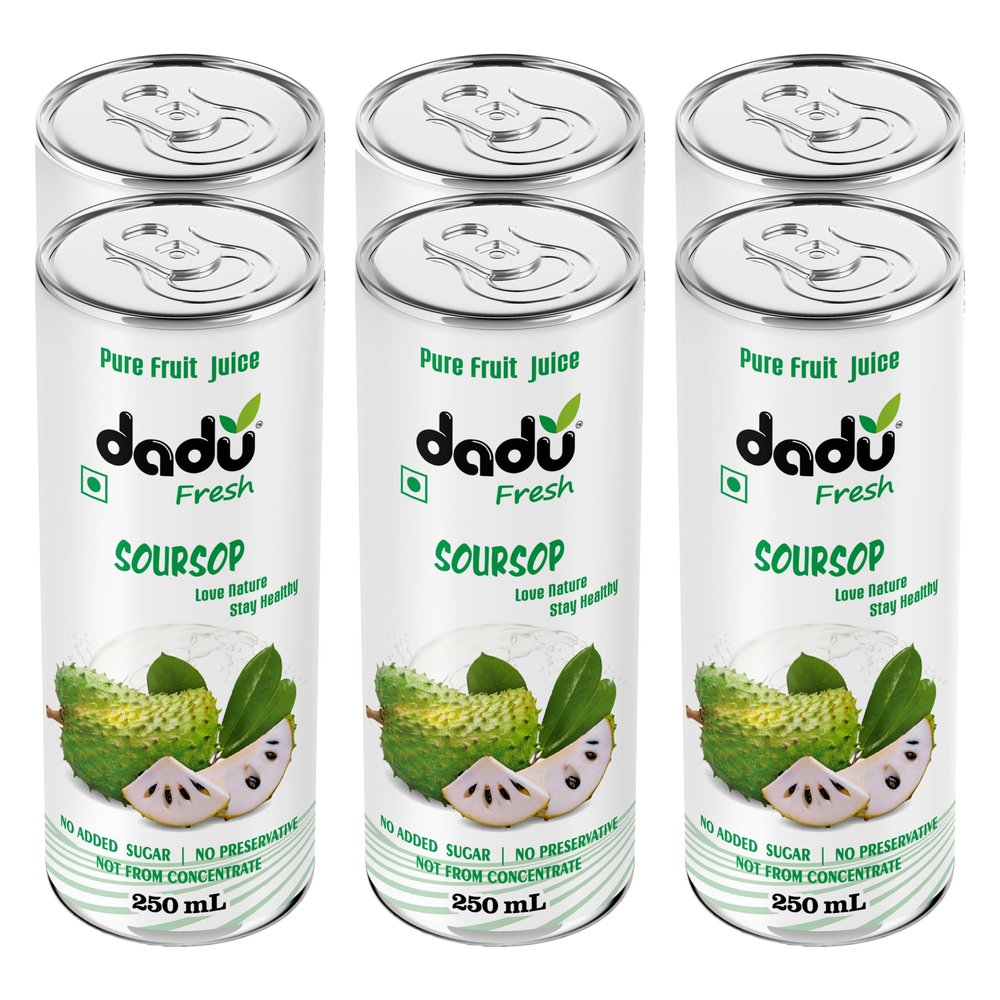 Dadu Fresh Soursop Juice Pure Fruit Healthy Beverage, No Added Sugar, All-Natural Drink Packed with Antioxidants and Vitamin C Supports Immunity and Wellness | (Pack of 6, 1500ml)