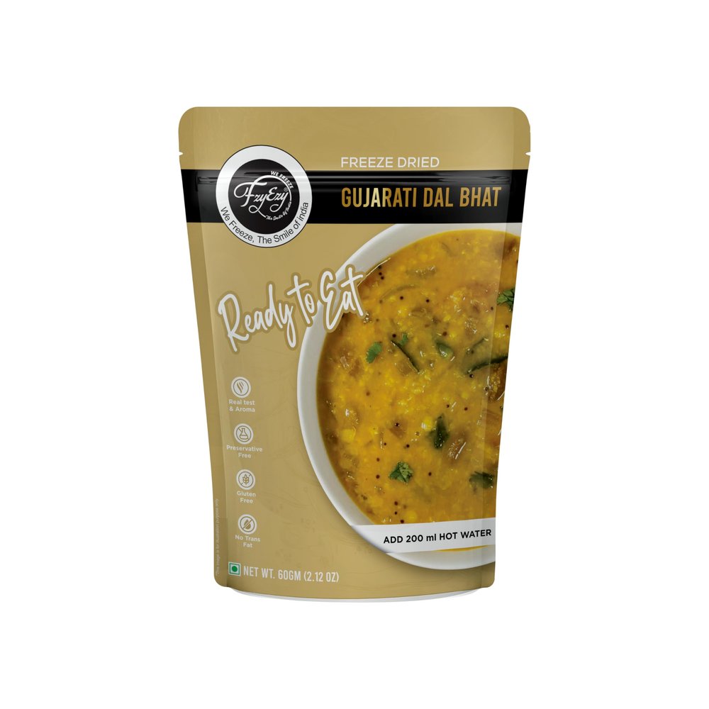 Gujarati Dal Bhat | Freeze Dried | Ready to Eat Indian Meal | Authentic Gujarati Taste | 100% Vegetarian, Preservative Free | Ideal for Travel, Camping & Quick Lunch