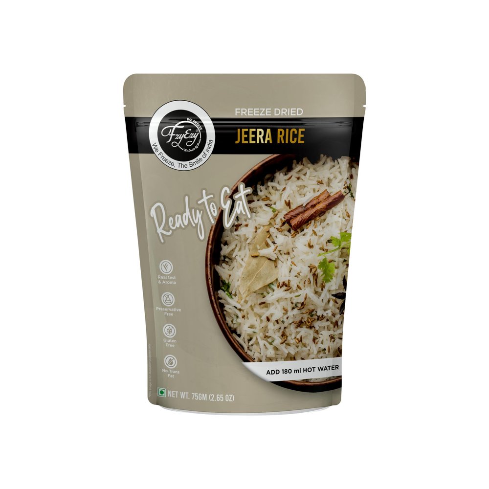 Jeera Rice | Freeze Dried | Ready to Eat Instant Rice Meal | Authentic Indian Flavour | Preservative Free, Gluten Free, No Trans Fat | Add Hot Water & Enjoy | Perfect for Travel & Office Lunch