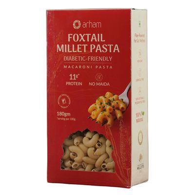 Arham Organic 180Gm Foxtail Millet Pasta | Macaroni Pasta | Healthy, Light & Natural | No Maida | Non-GMO | No Preservatives | Chemical-Free (Pack of 2)