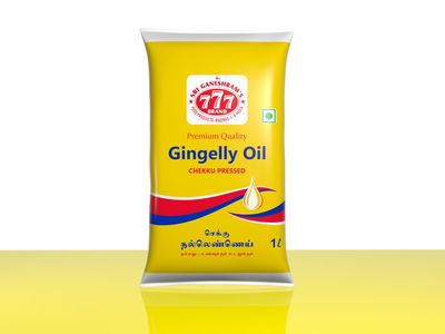 777 Gingelly Oil 1 Litre Pouch | Pure Sesame Oil (Nallennai) for Cooking & Oil Pulling | Traditional Rich Aroma | FREE 60g Chat Masala