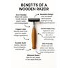 Caneco Eco-Friendly Wooden Razor for Men & Women  Reusable Metal Safety Razor with Wooden Grip, Sustainable & Plastic-Free Shaving Razor, Zero Waste Grooming Gift view 4