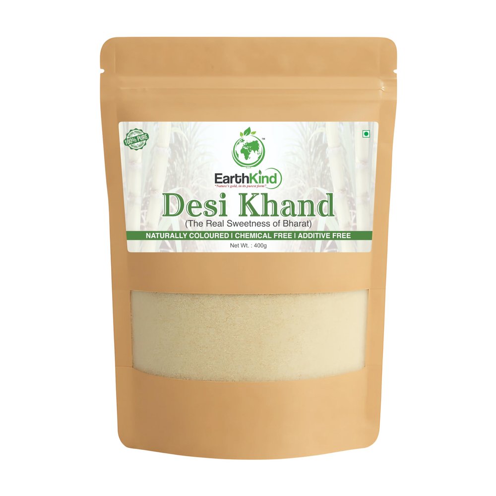Desi Khand | Organic Sulphur-Free Raw Cane Sugar | Chemical-Free, Unrefined & Healthy Sweetener | Traditional Indian Natural Sweet Sugar (400g (Pack of 1))