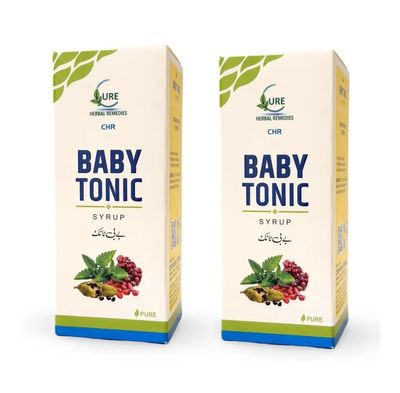 Cure Baby Tonic 100 ml OF PACK 4 Syrup Herbal Supplement for Kids Improves Digestion & Appetite Supports Healthy Growth & Strong Bones Relieves Stomach Pain & Diarrhea