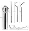 KPS Teeth Cleaning Tool Kit | 4 In 1 Stainless Steel Teeth Cleaner Dental Kit | Teeth Braces Cleaning Tools With Storage Tube & Hanging Hook | For Outdoor/Camping/Travel Accessories (Set of 1) view 2