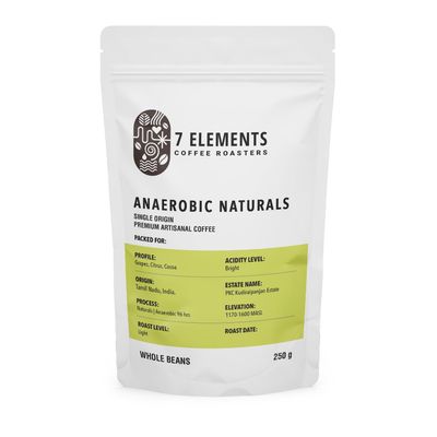 7 Elements Coffee Roasters Anaerobic Naturals Roasted Coffee Beans - 250 g (Pack of 1) | Light Roast | Grapes, Citrus, Cocoa Flavour Coffee | Fresh Single Origin | Rich Flavorful