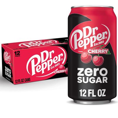 Dr Pepper Cherry Zero Sugar Soda Red & Black Cans, 355ml Cans (Pack of 12) | Bold Cherry Flavor | Zero Sugar | (Imported-USA)