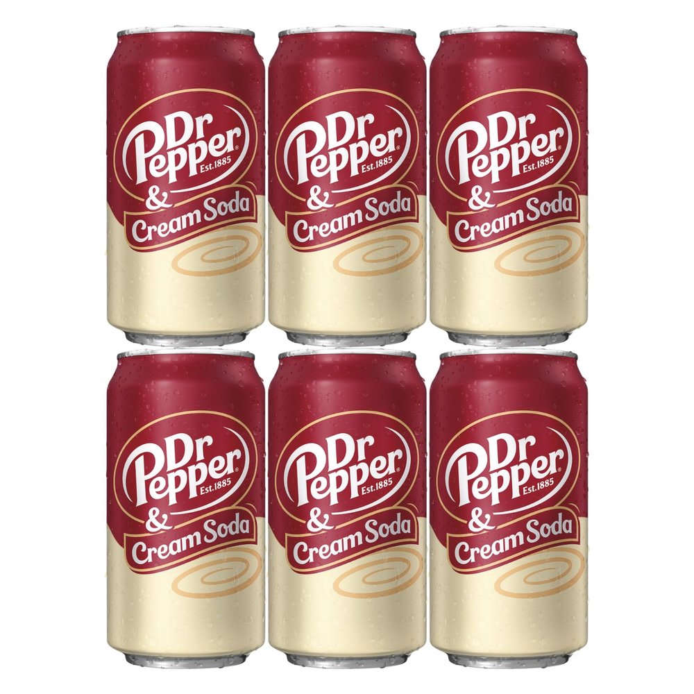 Dr Pepper & Cream Soda 355ml Each (Pack of 6) By COUGAR | Original American Soft Drink | Smooth Creamy Vanilla Flavour | Refreshing Carbonated Beverage | Perfect Party & Travel Drink Can (IMPORTED-USA)