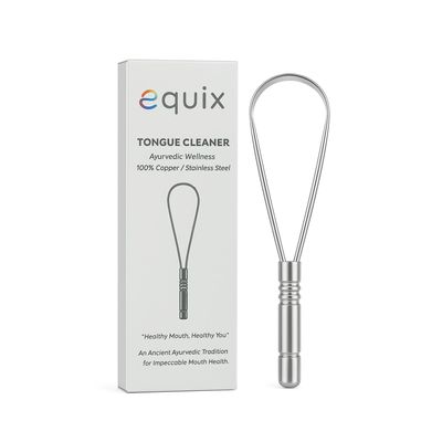 Equix Stainless Steel Tongue Scraper for Adults | Premium Metal Tongue Cleaner for Fresh Breath, Oral Hygiene & Daily Mouth Cleaning | Durable Surgical-Grade Steel Tongue Clear Tool