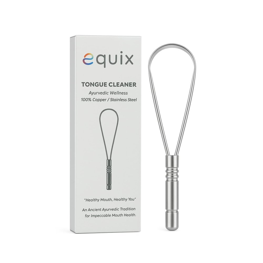 Equix Stainless Steel Tongue Scraper for Adults | Premium Metal Tongue Cleaner for Fresh Breath, Oral Hygiene & Daily Mouth Cleaning | Durable Surgical-Grade Steel Tongue Clear Tool