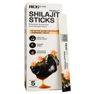 Ace Blend TRUBLK Shilajit Sticks | 5 Servings | With Over 75% Fulvic Acid & 80+ Trace Minerals | For Men & Women
