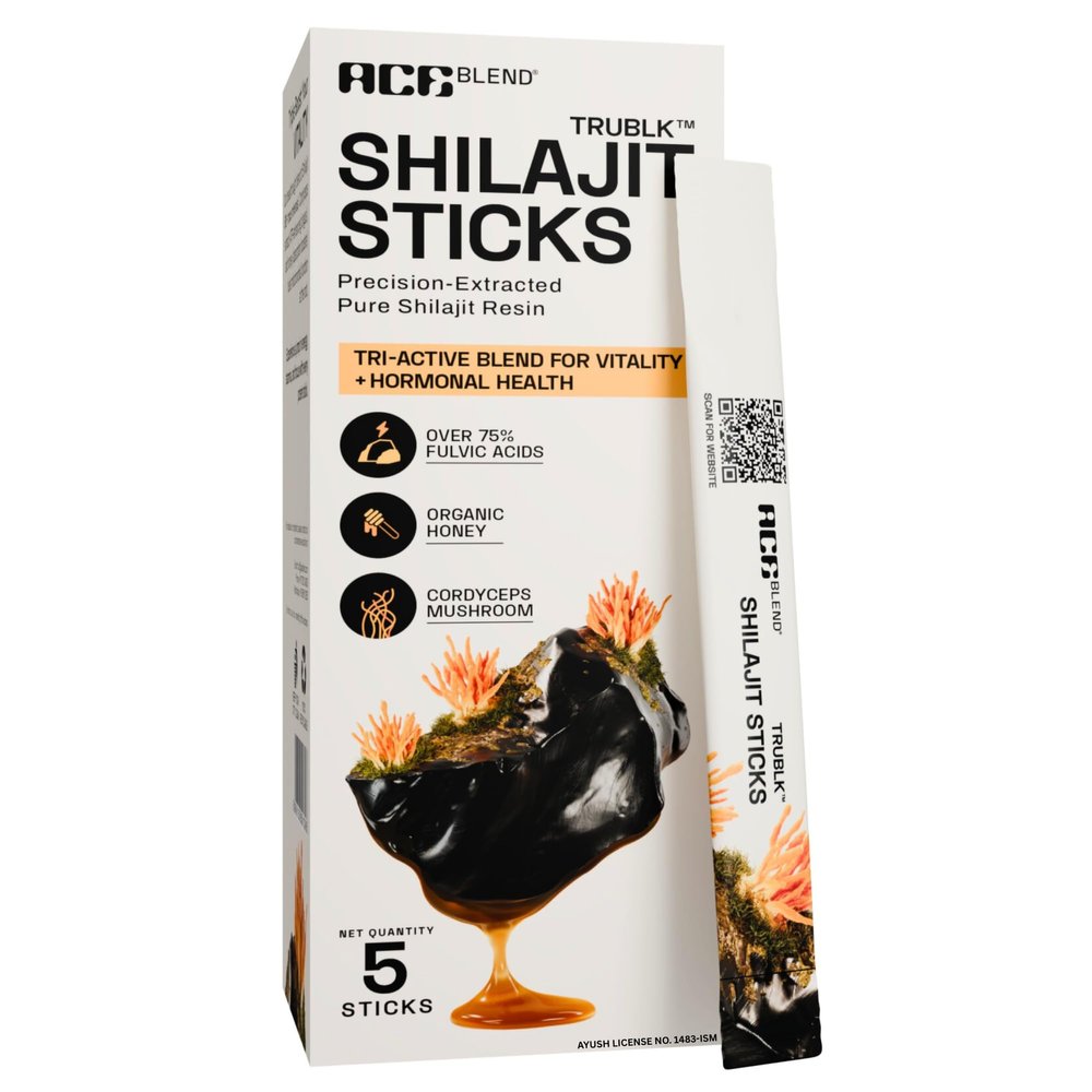 Ace Blend TRUBLK Shilajit Sticks | 5 Servings | With Over 75% Fulvic Acid & 80+ Trace Minerals | For Men & Women