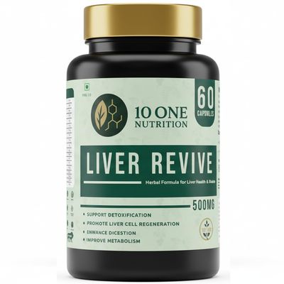 10 One Nutrition Liver Revive Detox 500mg with Kutki, Punarnava & 17 More Herbs | Care Fatty Liver, Digestive Enzymes & Natural Detox Support | 60 Veg Capsules