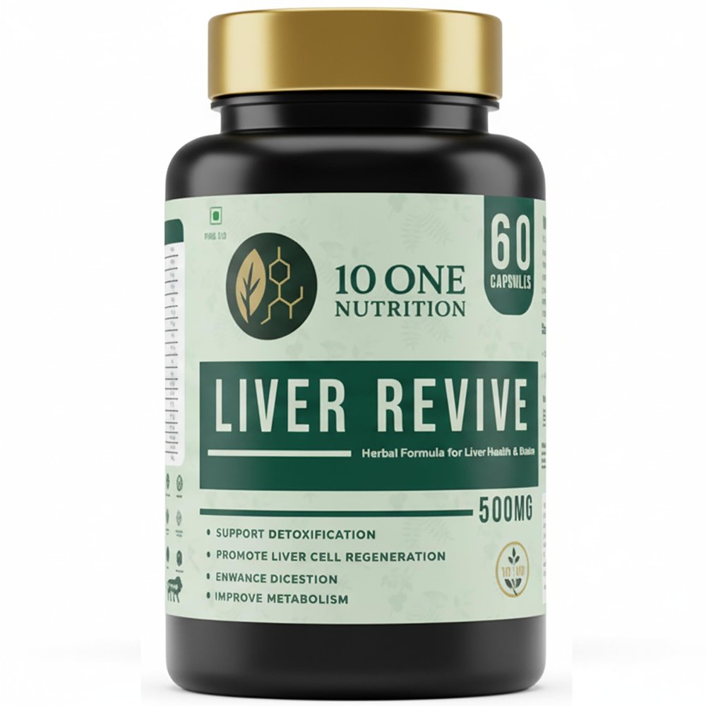 10 One Nutrition Liver Revive Detox 500mg with Kutki, Punarnava & 17 More Herbs | Care Fatty Liver, Digestive Enzymes & Natural Detox Support | 60 Veg Capsules