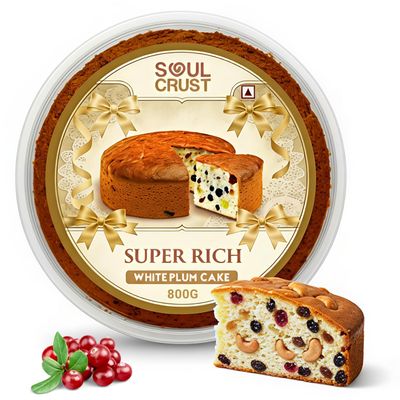 Soul Crust Super Rich White Plum Cake 800g, Celebration Special, Made with Premium Ingredients, Authentic Kerala Recipe, Ideal for Gifting & Family