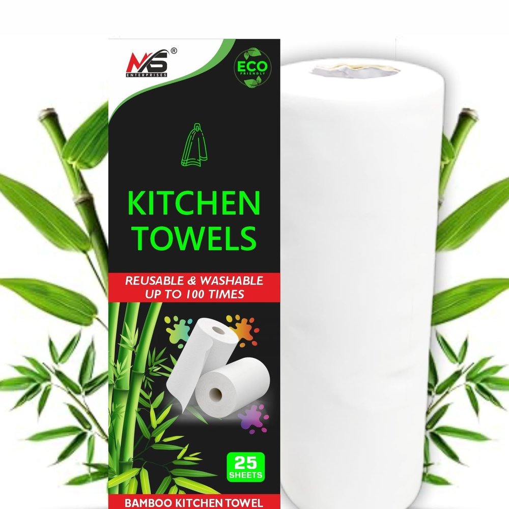 Eco-Friendly Bamboo Kitchen Towel Roll | Reusable & Washable up to 100 Times | Heavy-Duty Paper Towel Alternative (25 Sheets)