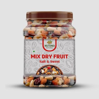 NUTINO NATURAL Healthy Mixed Dry Fruits, Nutmix|Blend of Dried Almonds, Cashews, Black & Green Raisins, Cranberries & More 250g