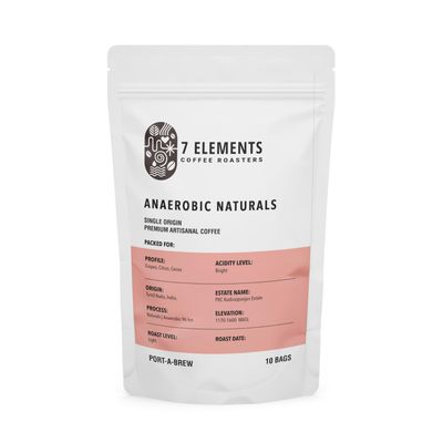 7 Elements Coffee Roasters Anaerobic Naturals Port-A-Brew Pour Over Coffee Drip Bags - Pack Of 10 Sachets | Light Roast | Freshly Roasted Ground Coffee Bag | Grapes, Citrus, Cocoa Flavour Notes