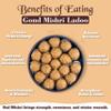 Gond Laddu Mishri 500g | Homemade Healthy Energy Sweet | Traditional Indian Sweet Made with Aata, Badam, Gond, Mishri, Elaichi, Coconut, Makhana & Desi Ghee | Nutritious Snack view 4