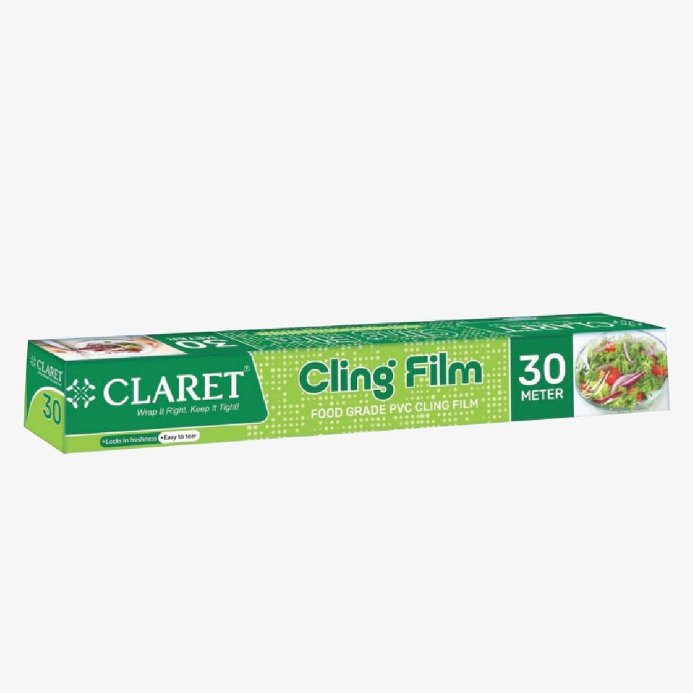 Claret Food Grade PVC Cling Film for Kitchen | 30 Meter | Freshness Seal for Fruits, Vegetables, Meals & Leftovers | Transparent & Easy to Tear Food Wrapping Roll (Pack Of 1)