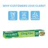 Claret Food Grade PVC Cling Film for Kitchen | 30 Meter | Freshness Seal for Fruits, Vegetables, Meals & Leftovers | Transparent & Easy to Tear Food Wrapping Roll (Pack Of 1) view 2