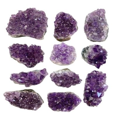 1KG Natural Purple Amethyst Cluster Set of 12 Raw Rough Stone Pieces | Mined Amethyst Rock for Reiki Healing, Meditation, Vastu Correction & Home Decoration | Natural Crystal Cluster (1KG)