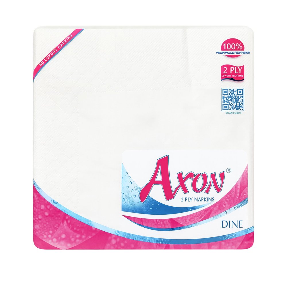 AXON 2 Ply Tissue Paper Napkins | Extra Soft Paper Tissue Paper Napkins for Dining Table | 40 x 40 CM Paper Napkins for Home & Kitchen | Pack Of 4, 50 Pulls Per Pack, 200 Sheets