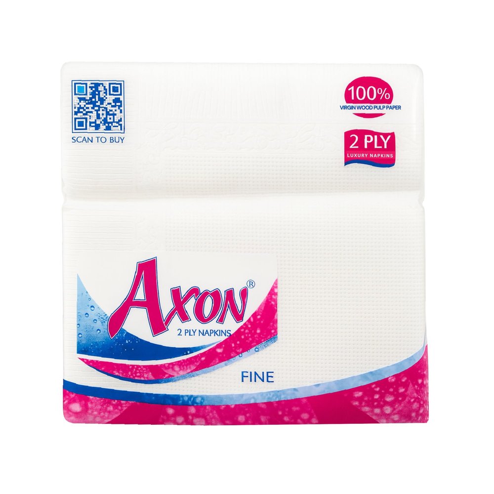 AXON Paper Napkins, 2 Ply Tissue Papers | 29 x 29 CM Tissue Paper Napkins for Dining Table | Pack Of 2, 100 Pulls Per Pack, 200 Sheets | Soft & Highly Absorbent Paper Napkins for Home & Offices