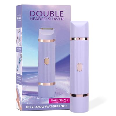 AVNISH Double Head Electric Shaver for Women & Men | Waterproof Hair Remover | Rechargeable Type-C Dual Blade Trimmer | Full-Body Grooming Razor for Face, Legs, Arms, Underarms & Bikini Line (Purple)