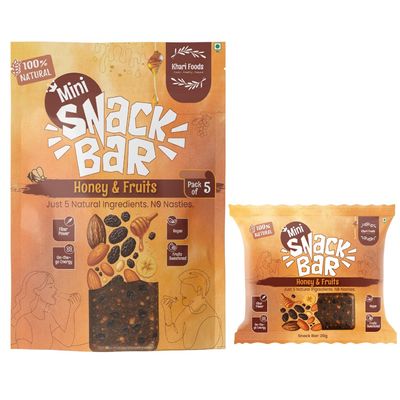 Khari Mini Snack Bars Honey Fruits 20g | No Added Sugar | Made with Grapes, Banana, Peanuts, Honey & Jowar Crispies | Healthy On-the-Go Energy Snack | 5 Natural Ingredients | No Added Sugar | Tastes YUMMMMMMMMM (Pack 10, Honey Fruits)