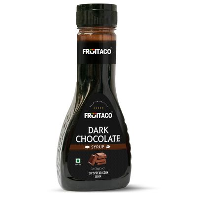 Fruitaco Dark Chocolate Syrup 350g | Dessert Topping for Ice Cream, Pancakes, Waffles & Milkshakes | Rich Cocoa Flavor | 100% Vegetarian
