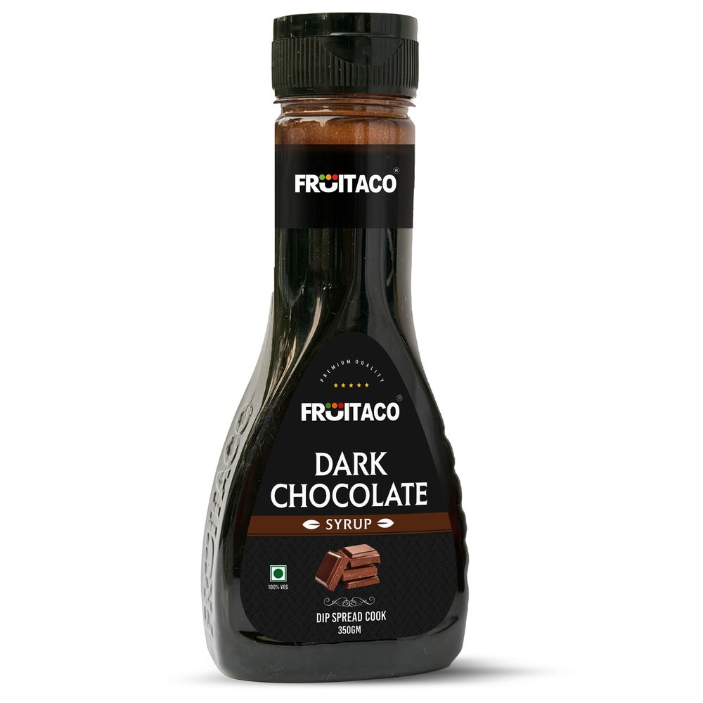 Fruitaco Dark Chocolate Syrup 350g | Dessert Topping for Ice Cream, Pancakes, Waffles & Milkshakes | Rich Cocoa Flavor | 100% Vegetarian