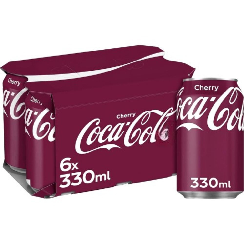 Coca-Cola Cherry Flavoured Carbonated Soft Drink, 330ml Can (Product Of USA) (330ml X Pack of 6)