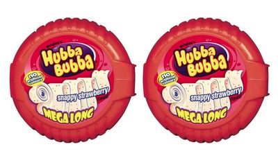 H-ubba B-ubba Mega Long Snappy Strawberry Bubble Gum  56g*2 | Fruity Chewing Gum Roll | Long-Lasting Flavor | Soft, Chewy Fun Gum for Kids & Adults
